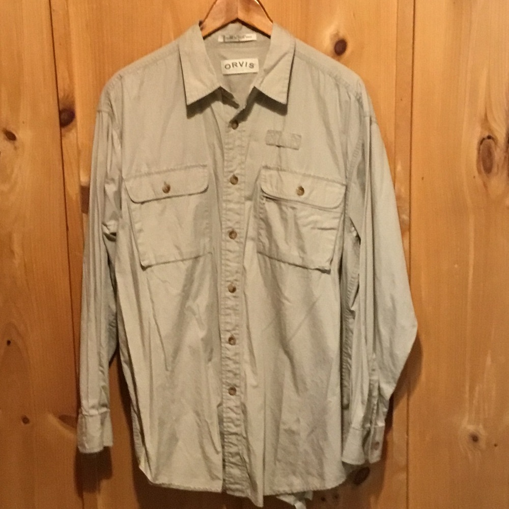 Orvis Men's Light Sage Button-Front Poplan Fishing Shirt